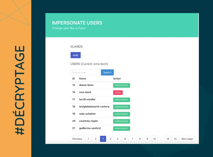visuel interface impersonate